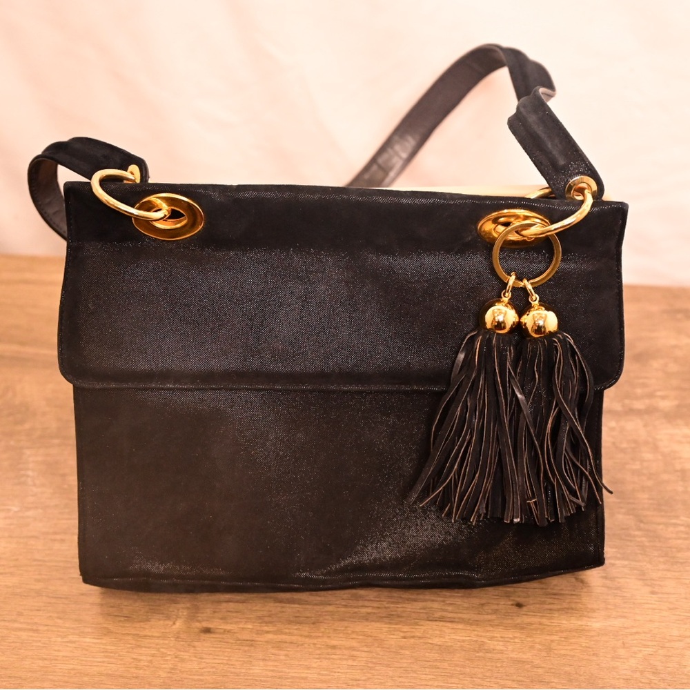 Stuart Weitzman Black Purse with Gold Accents